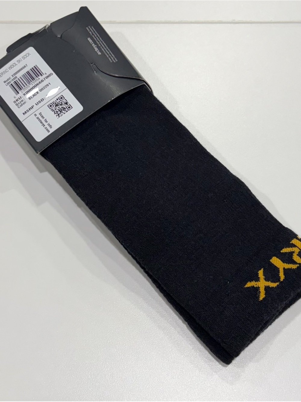 Arc’teryx Men's Large Merino Wool Ski Sock Black NWT Snow Snowboard Cushion - Picture 4 of 11